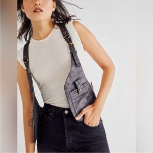Free People Leather Harness Vest
